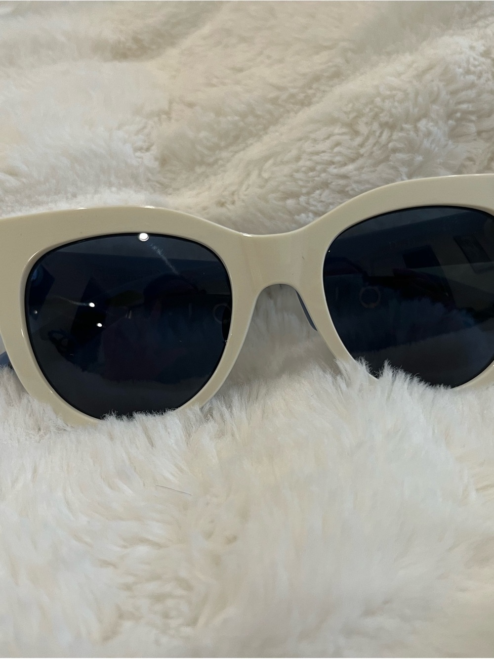Dior Cream Cat-Eye Sunglasses with Dark Lenses